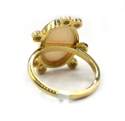 Ethiopian opal Silver Diamond Ring