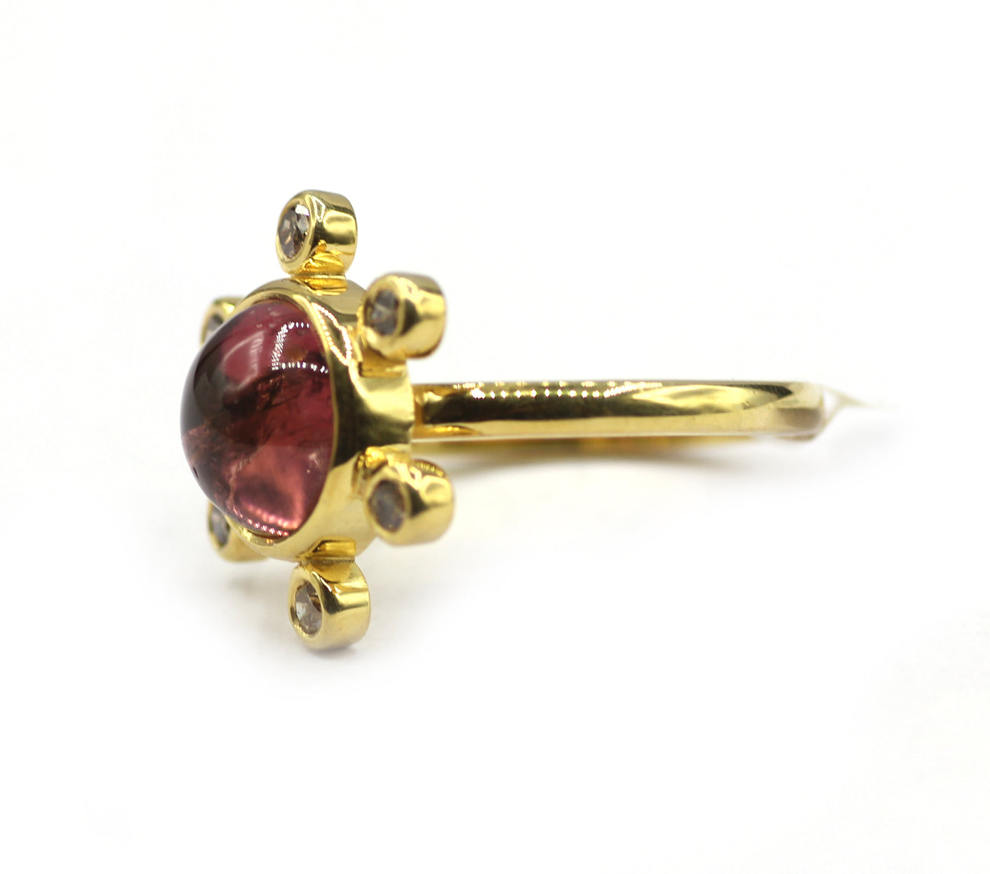 Tourmaline Silver Diamond Ring