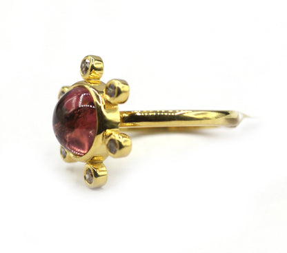 Tourmaline Silver Diamond Ring
