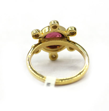 Tourmaline Silver Diamond Ring