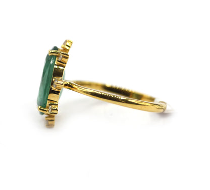 Green Kyanite Silver Diamond Ring