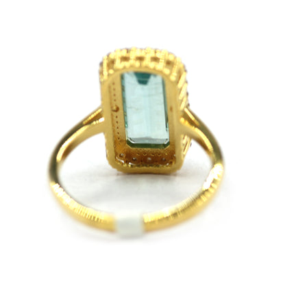 Green Kyanite Silver Diamond Ring