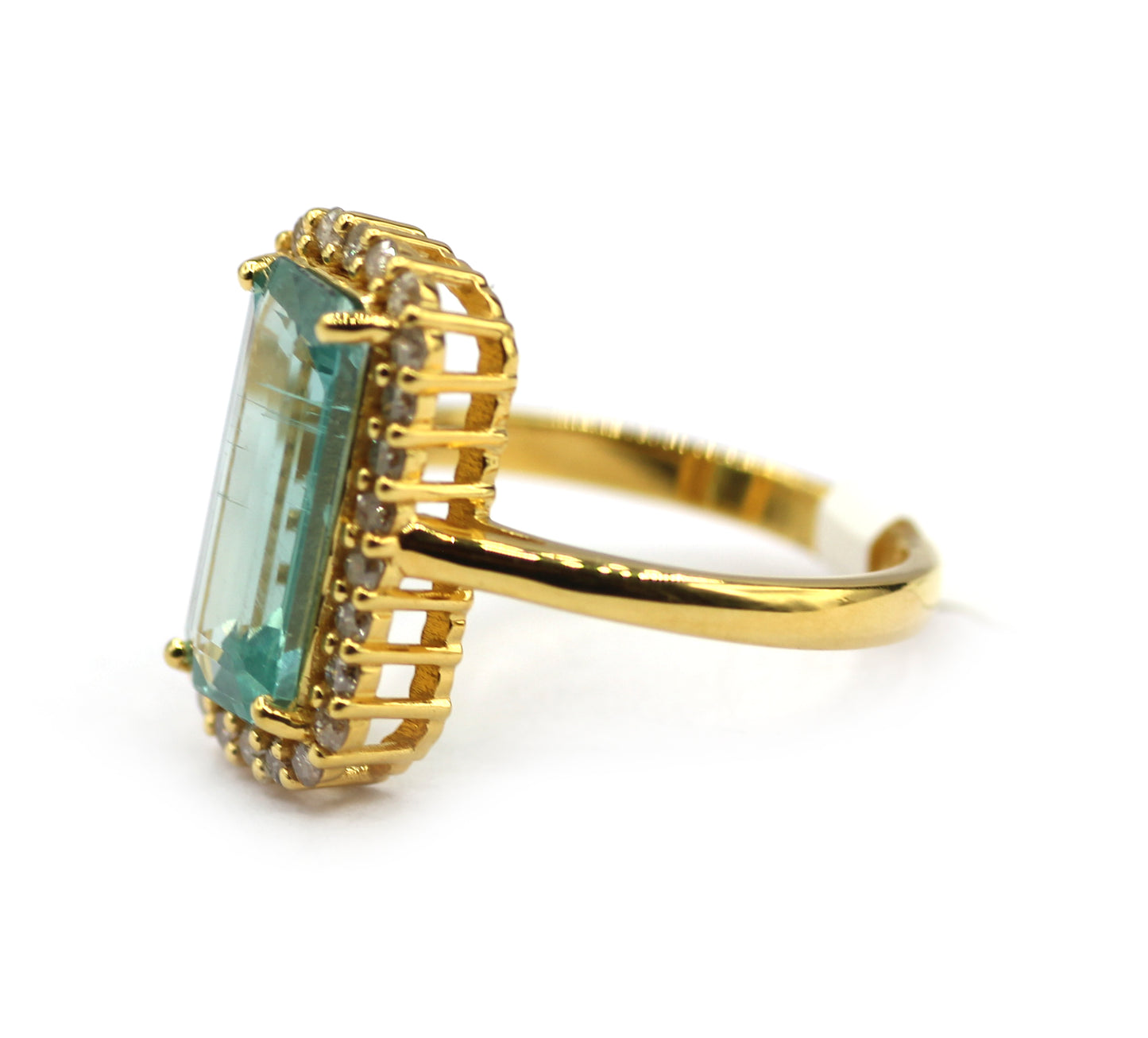 Green Kyanite Silver Diamond Ring