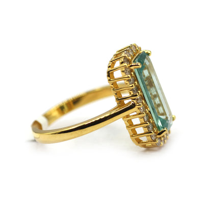 Green Kyanite Silver Diamond Ring