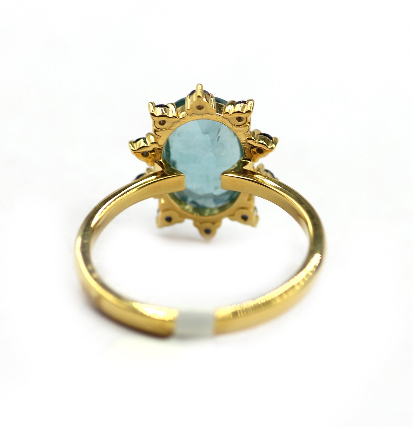 Green Kyanite Silver Ring With Blue sapphire Stone