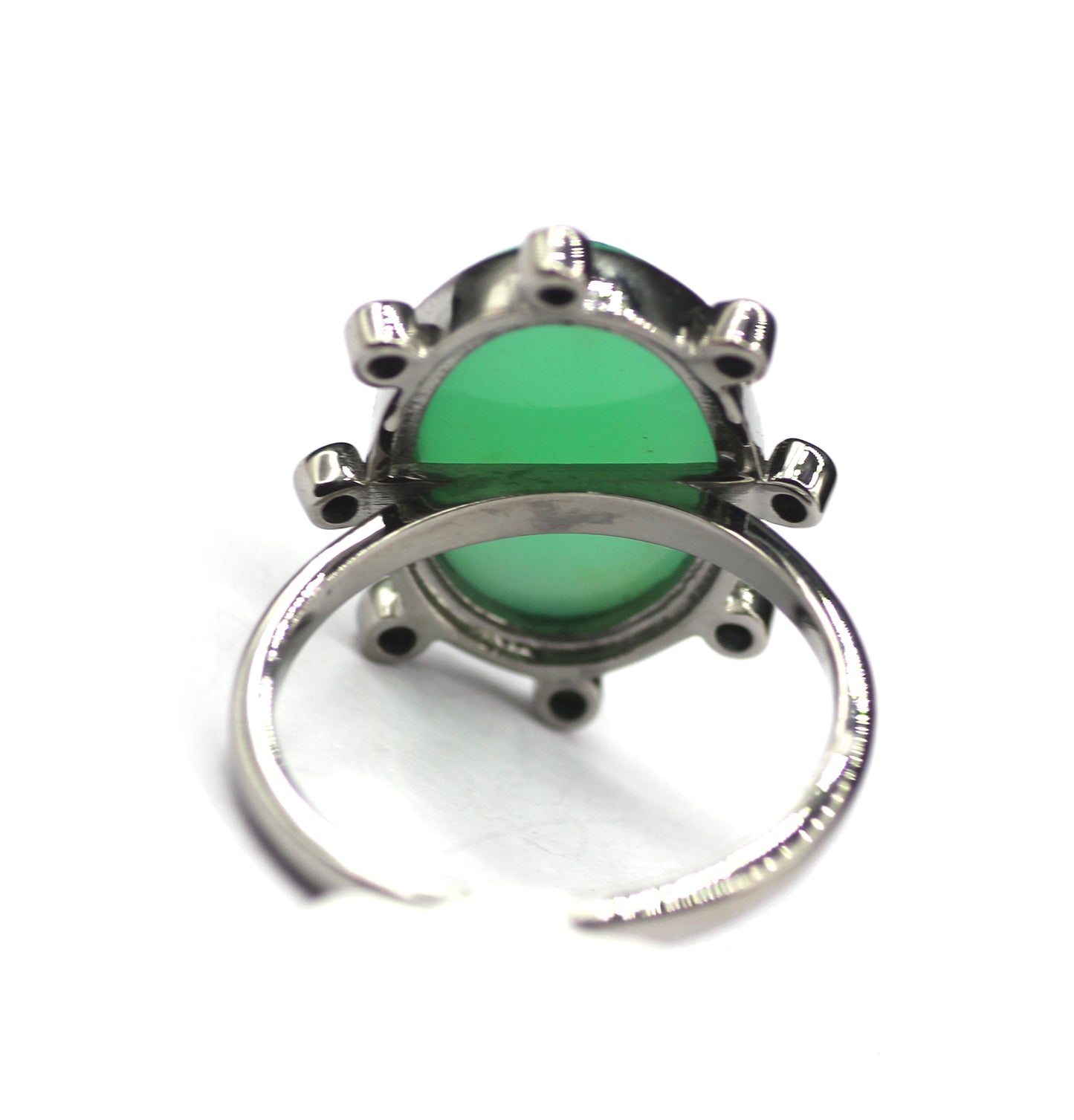 Chrysoprase Silver Blue Sapphire Stone Ring .925 Oxidized Sterling Silver Blue Sapphire Ring
