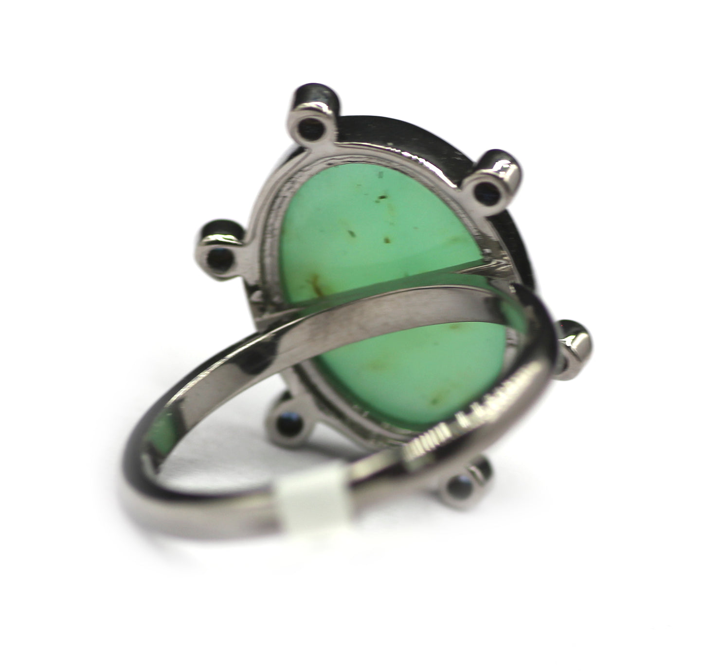 Chrysoprase Silver Blue Sapphire Stone Ring Sterling Silver Blue Sapphire Ring