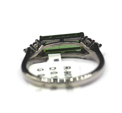 Tourmaline Silver Diamond Ring
