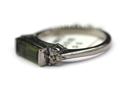 Tourmaline Silver Diamond Ring