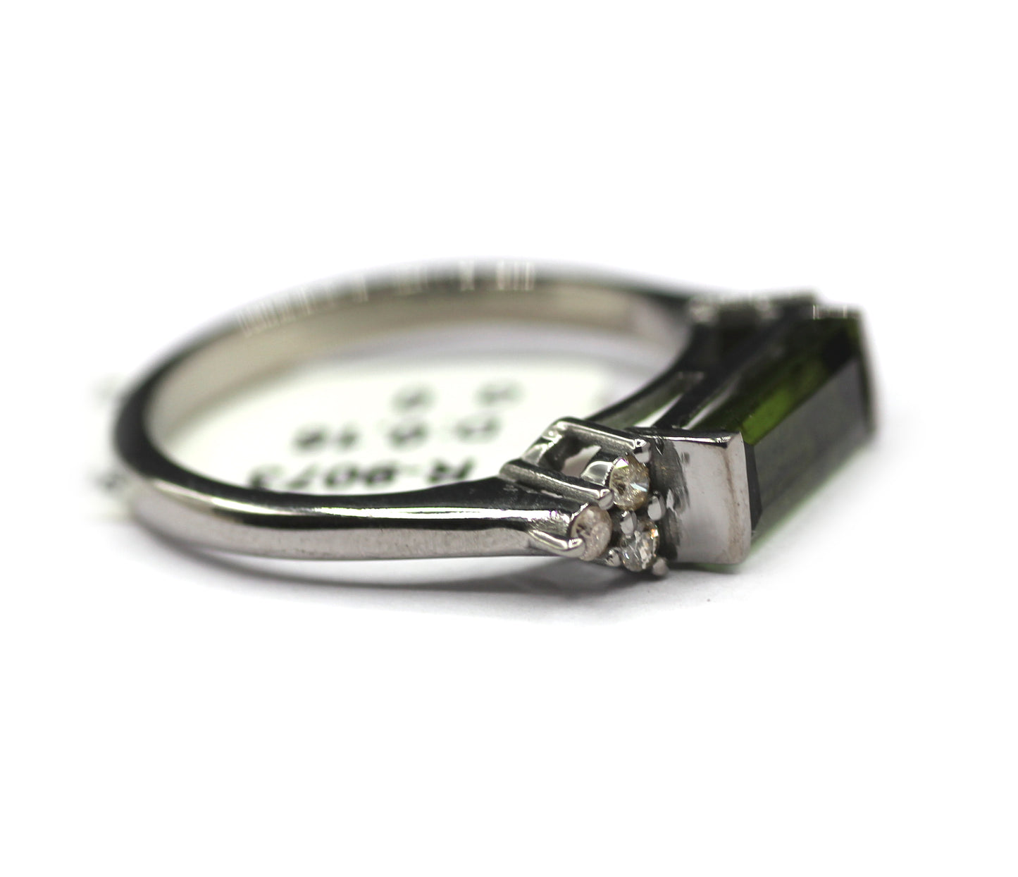 Tourmaline Silver Diamond Ring
