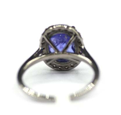 Tanzanite Silver Diamond Ring