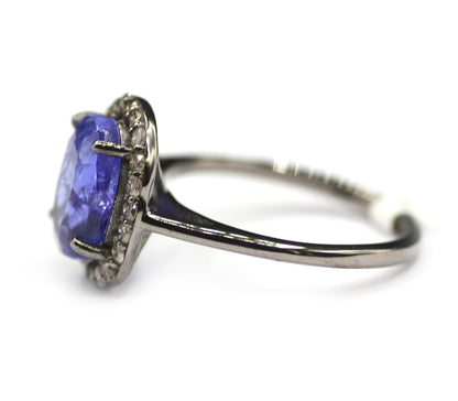 Tanzanite Silver Diamond Ring