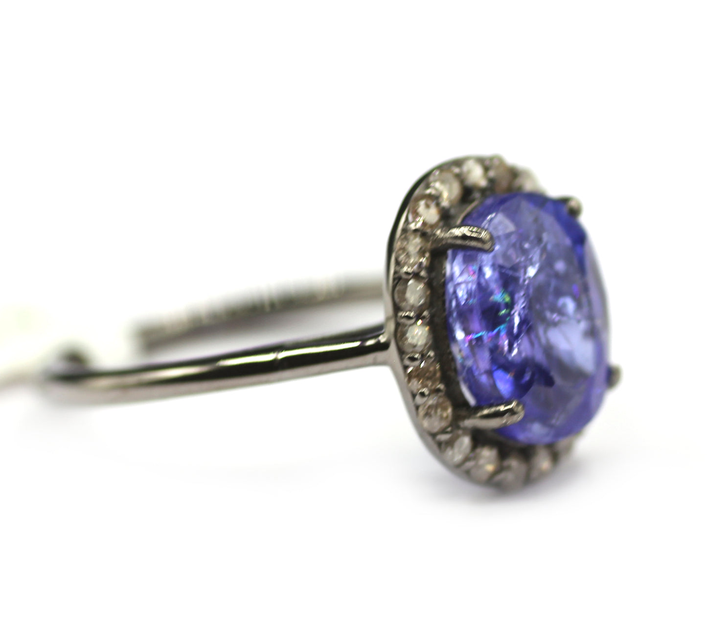 Tanzanite Silver Diamond Ring