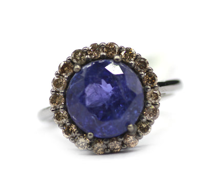 Tanzanite Silver Diamond Ring