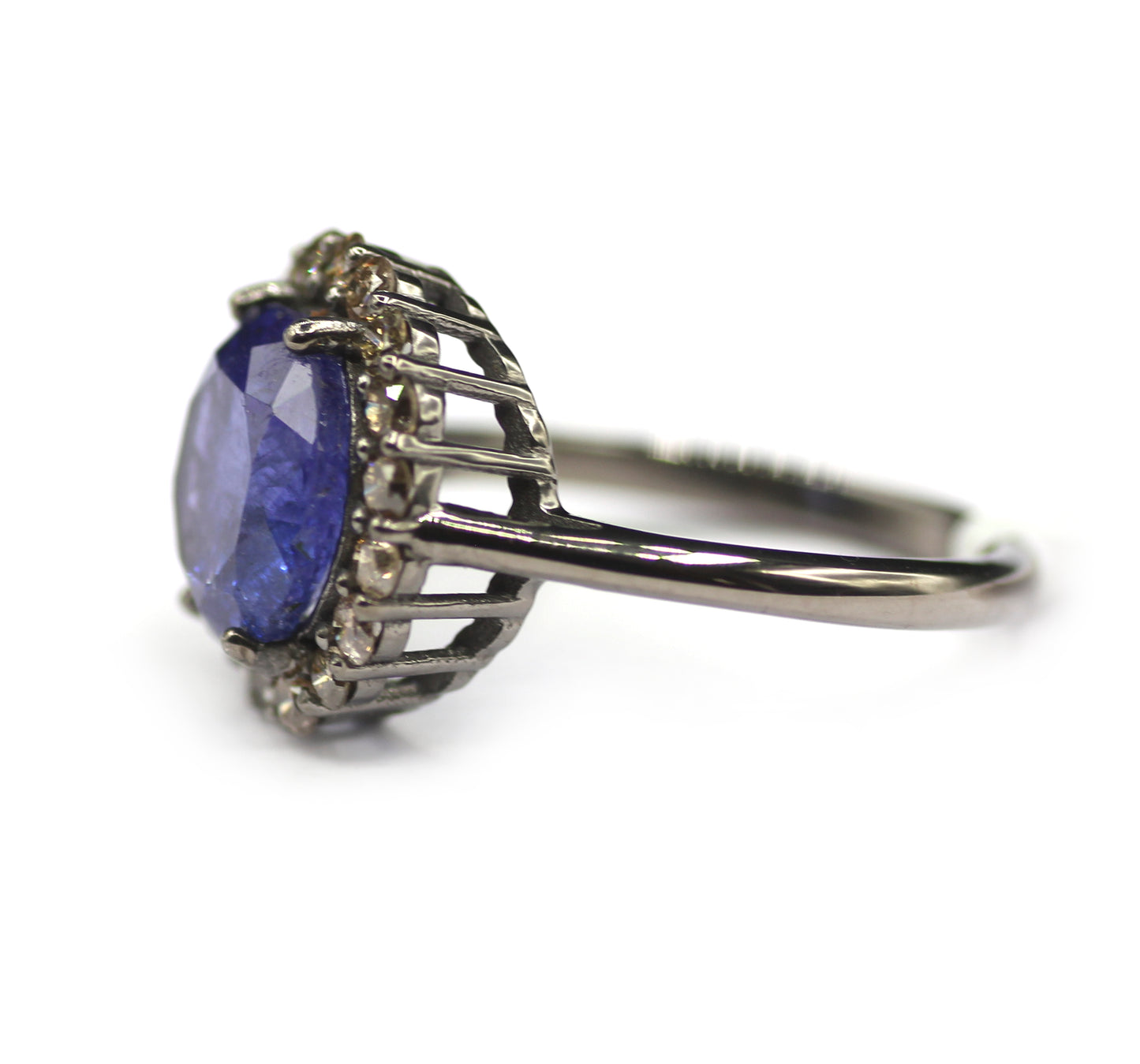 Tanzanite Silver Diamond Ring