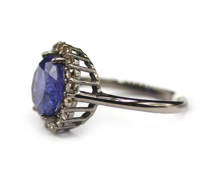 Tanzanite Silver Diamond Ring