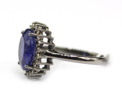 Tanzanite Silver Diamond Ring