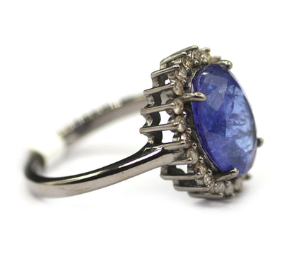 Tanzanite Silver Diamond Ring