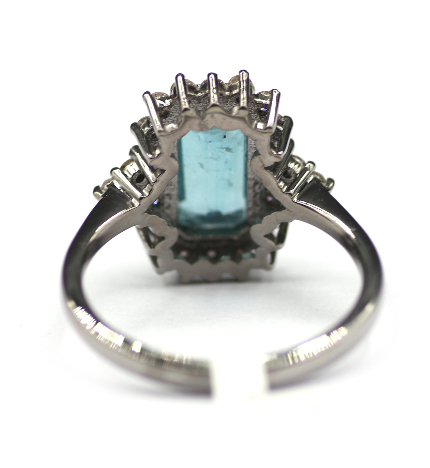 Green Kyanite Silver Diamond Ring