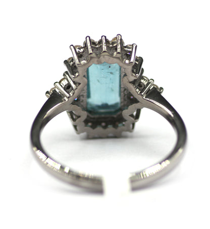 Green Kyanite Silver Diamond Ring