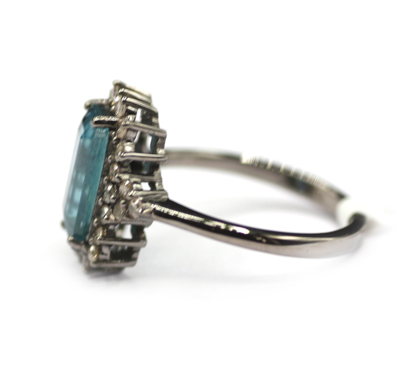 Green Kyanite Silver Diamond Ring