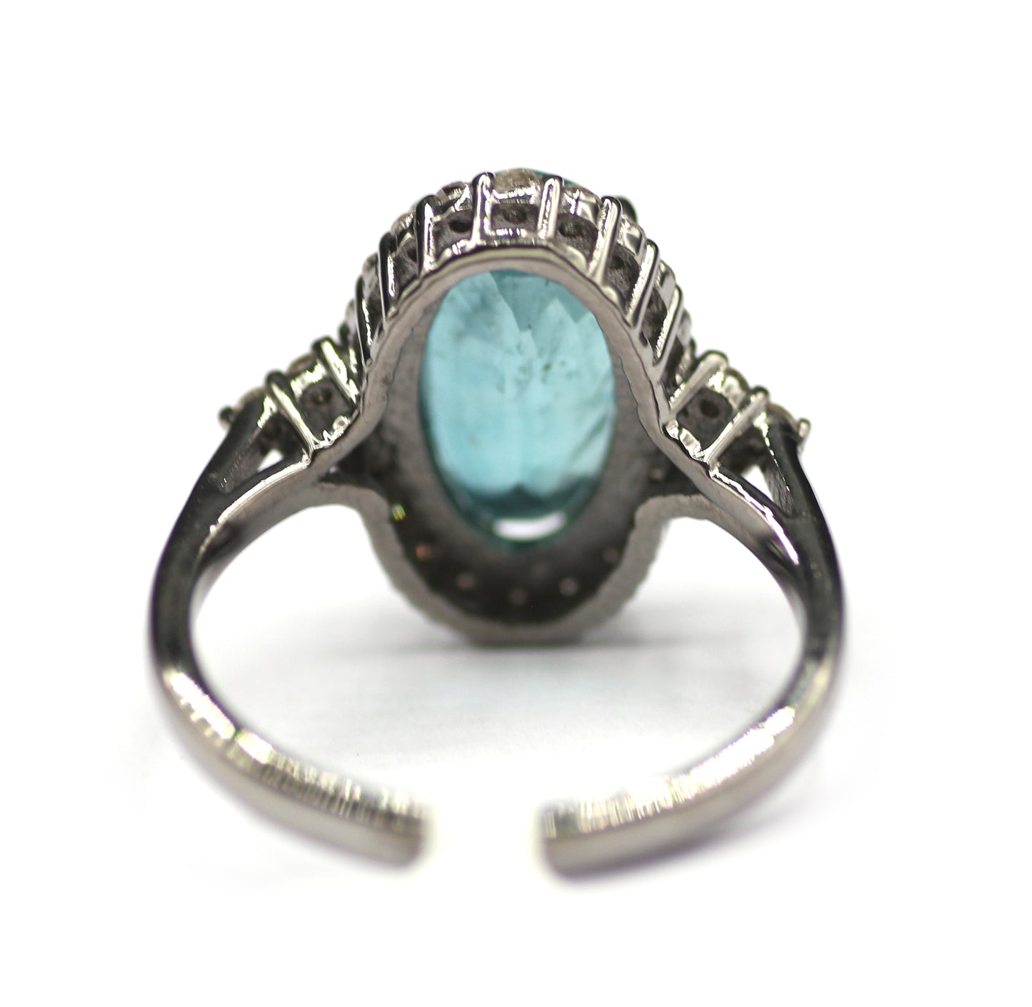 Green Kyanite Silver Diamond Ring