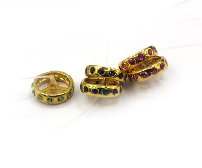 One Row Sapphire Spacer Beads.92.5 Silver Gold Plating Beads
