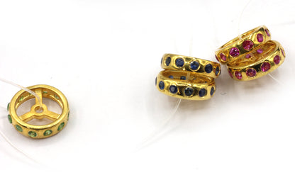 One Row Sapphire Spacer Beads.92.5 Silver Gold Plating Beads