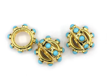One Row Turquoise Spacer Beads.92.5 Silver Gold Plating Beads