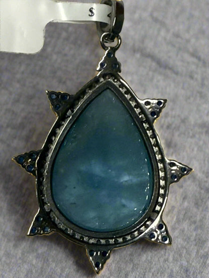 Drop Moon Stone Diamond Pendant