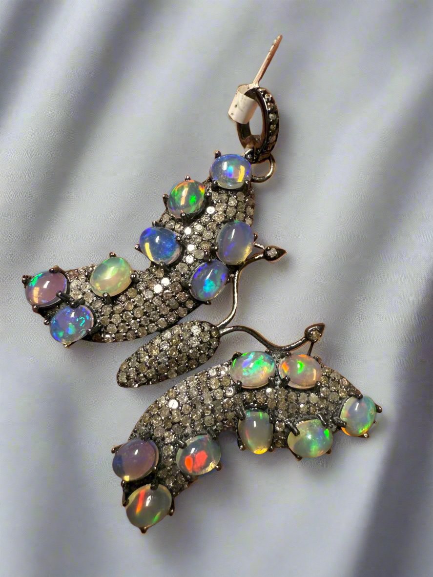Butterfly Opal Diamond Pendant