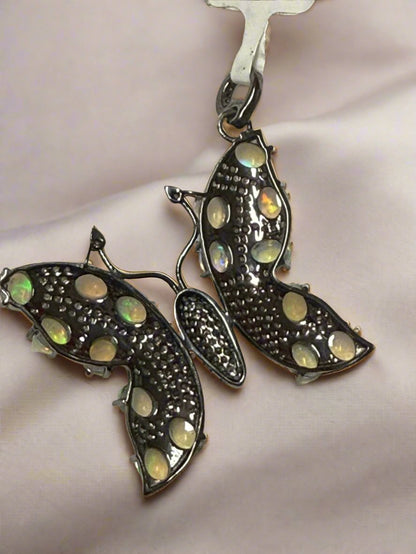 Butterfly Opal Diamond Pendant