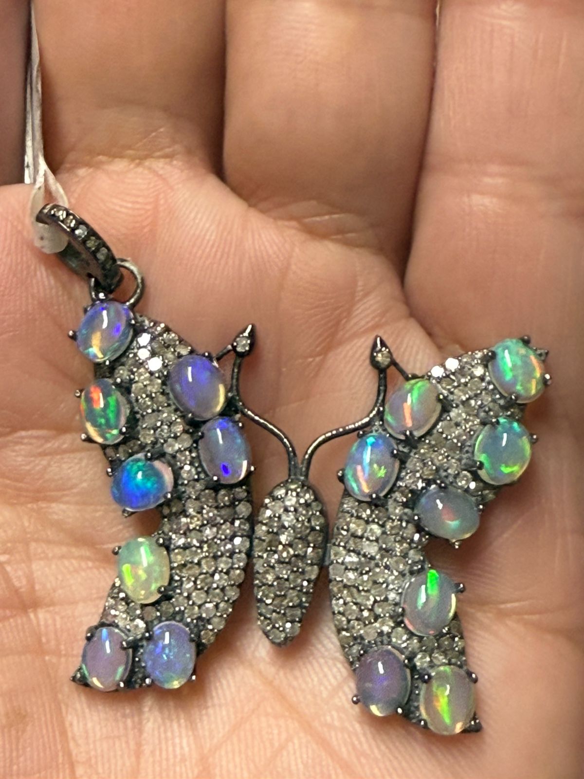Butterfly Opal Diamond Pendant