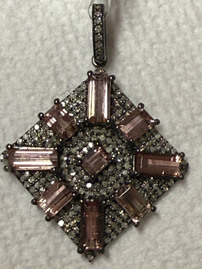 Pink Tourmaline Diamond Pendant