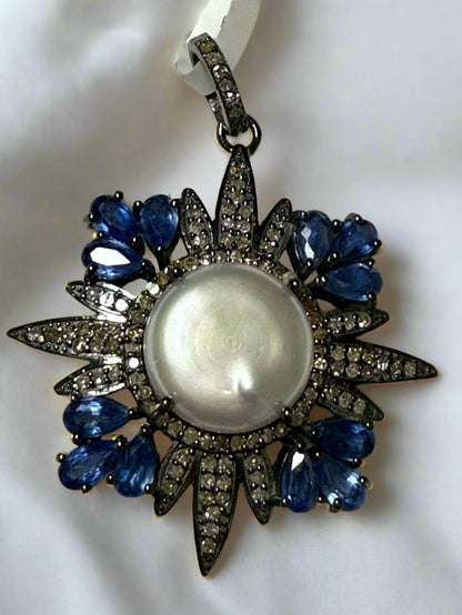 Pearl Tanzanite Diamond Pendant 2