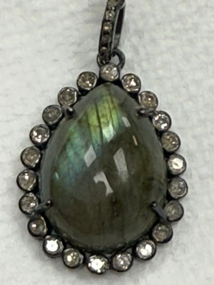 Labrodrite Drop Diamond Pendant