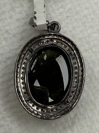 Tourmaline  Stone Pave Diamond Pendant