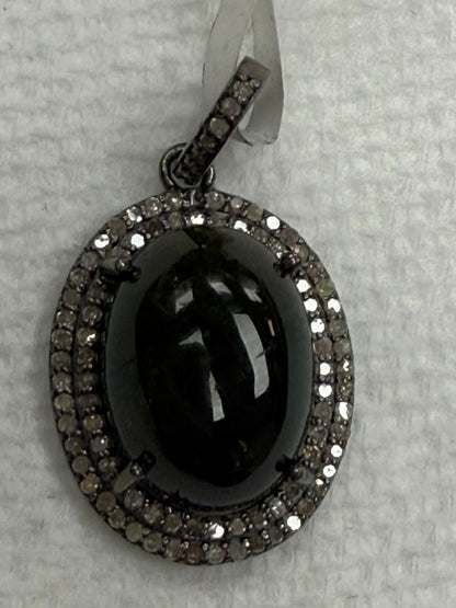 Tourmaline  Stone Pave Diamond Pendant
