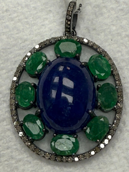 Tanzanite Emerald Diamond Pendant
