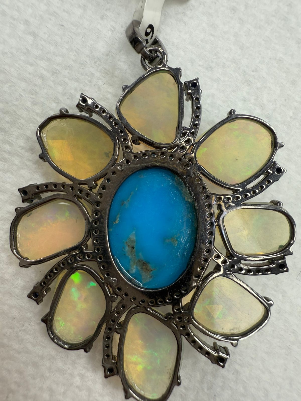 Opal Turquoise Diamond Pendant