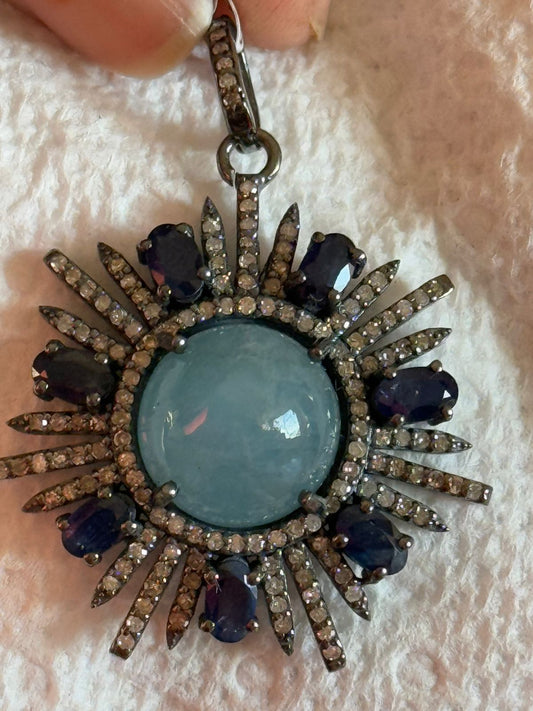 Moss Aqua Diamond Pendant