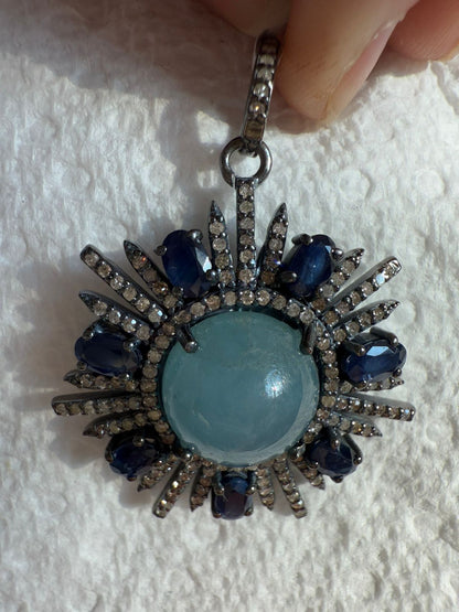 Moss Aqua Diamond Pendant