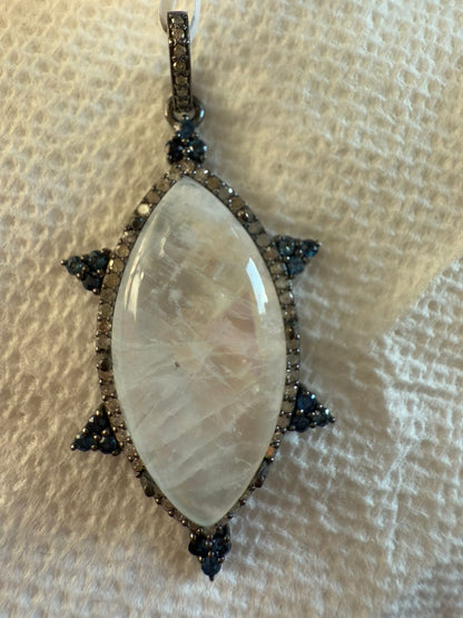 Rainbow Moonstone Diamond Pendant
