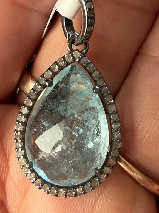 Aquamarine Diamond Pendant