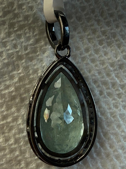 Drop Aquamarine Diamond Pendant