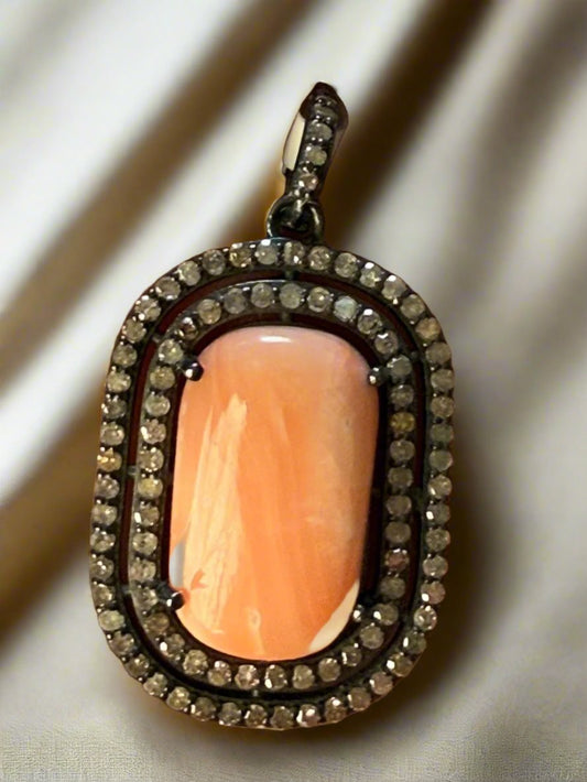 Coral Diamond Pendant