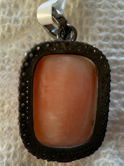 Coral Diamond Pendant