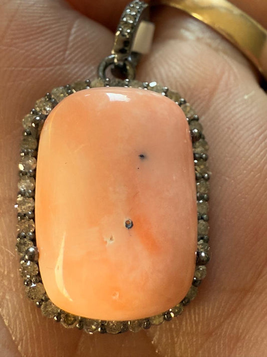 Coral Diamond Pendant