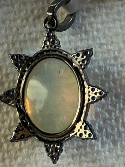 Opal Sapphire Diamond Pendant