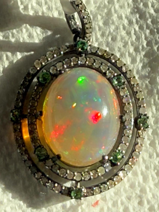 Opal Diamond Diamond Pendant